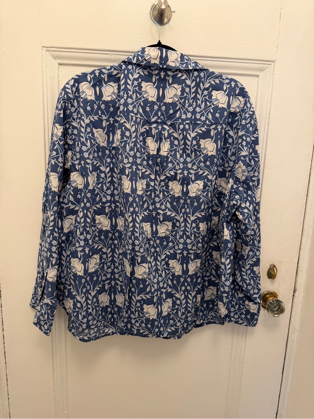 Talbots Blue Floral Print popoverr Shirt - Picture 4 of 4